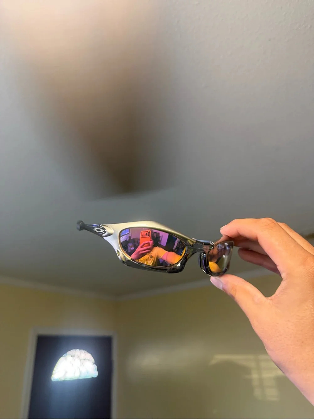 Mirrored Sport Sunglasses - Purple/Gold Lenses oaks